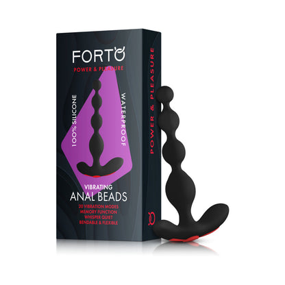 FORTO VIBRATING ANAL BEADS RECHARGEABLE SILICONE PLUG BLACK