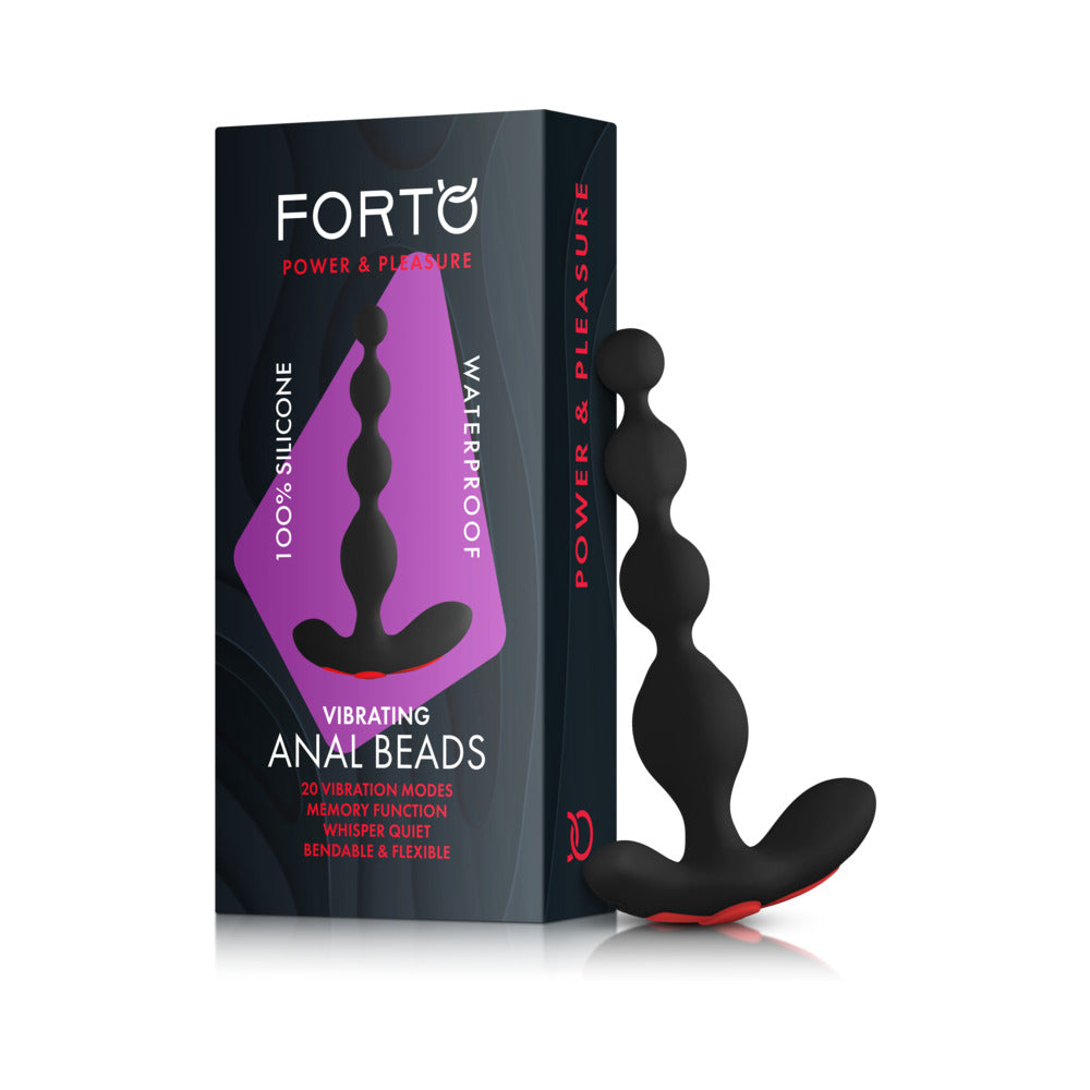 FORTO - PERLAS ANALES VIBRADORAS RECARGABLES DE SILICONA NEGRAS