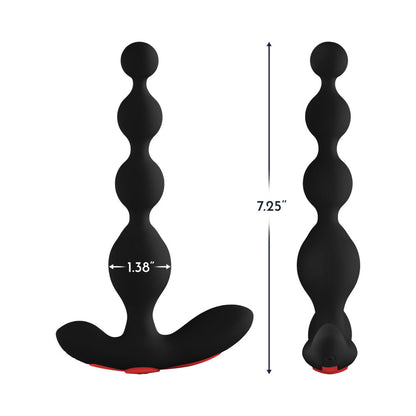 FORTO VIBRATING ANAL BEADS RECHARGEABLE SILICONE PLUG BLACK