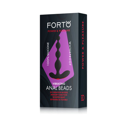 FORTO VIBRATING ANAL BEADS RECHARGEABLE SILICONE PLUG BLACK