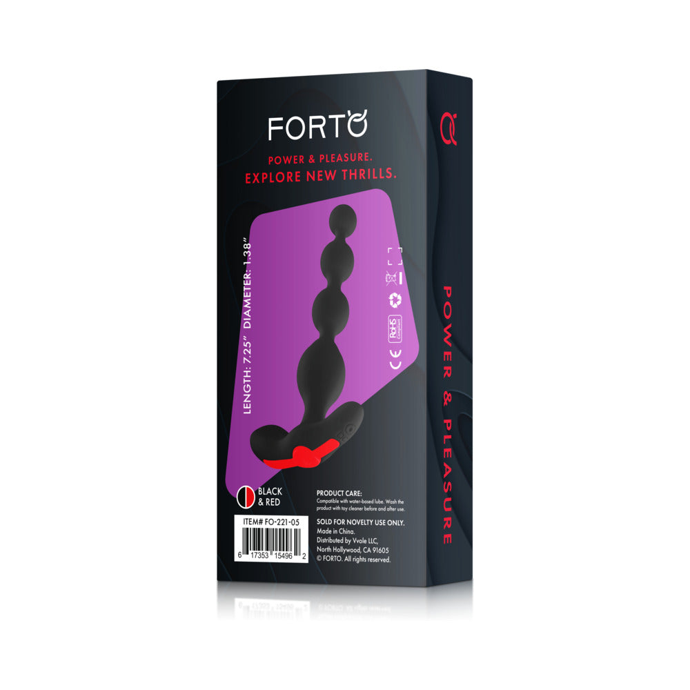 FORTO - PERLAS ANALES VIBRADORAS RECARGABLES DE SILICONA NEGRAS