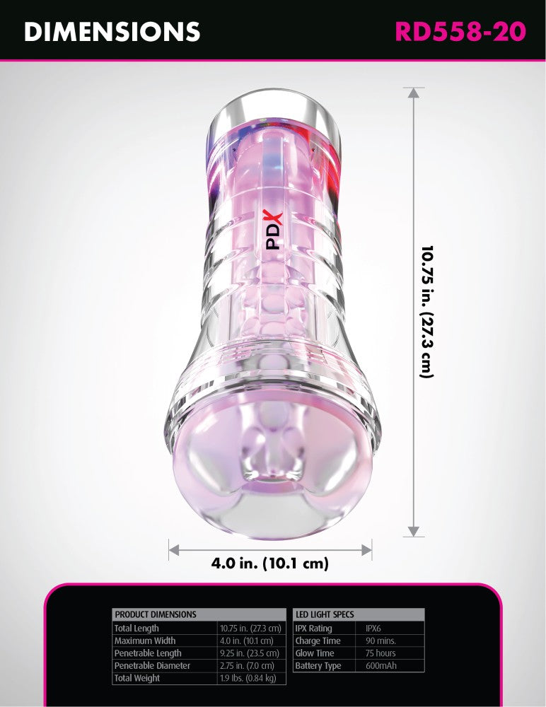 PIPEDREAM - PDX ELITE - VIEWTUBE XXL SEE-THRU EZ-GRIP LED STROKER