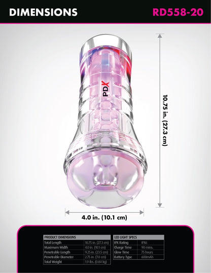 PIPEDREAM - PDX ELITE - VIEWTUBE XXL SEE-THRU EZ-GRIP LED STROKER