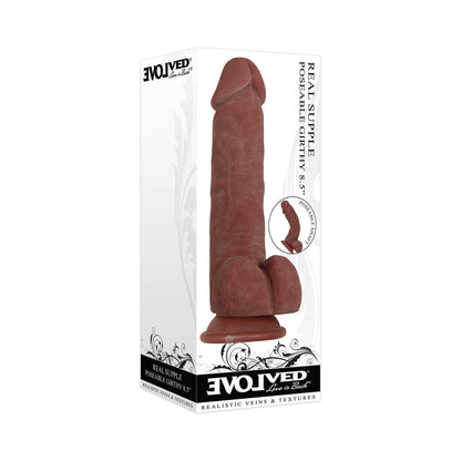 EVOLVED - REAL SUPPLE GIRTHY POSEABLE 8.5 IN. REALISTIC DILDO WITH BALLS