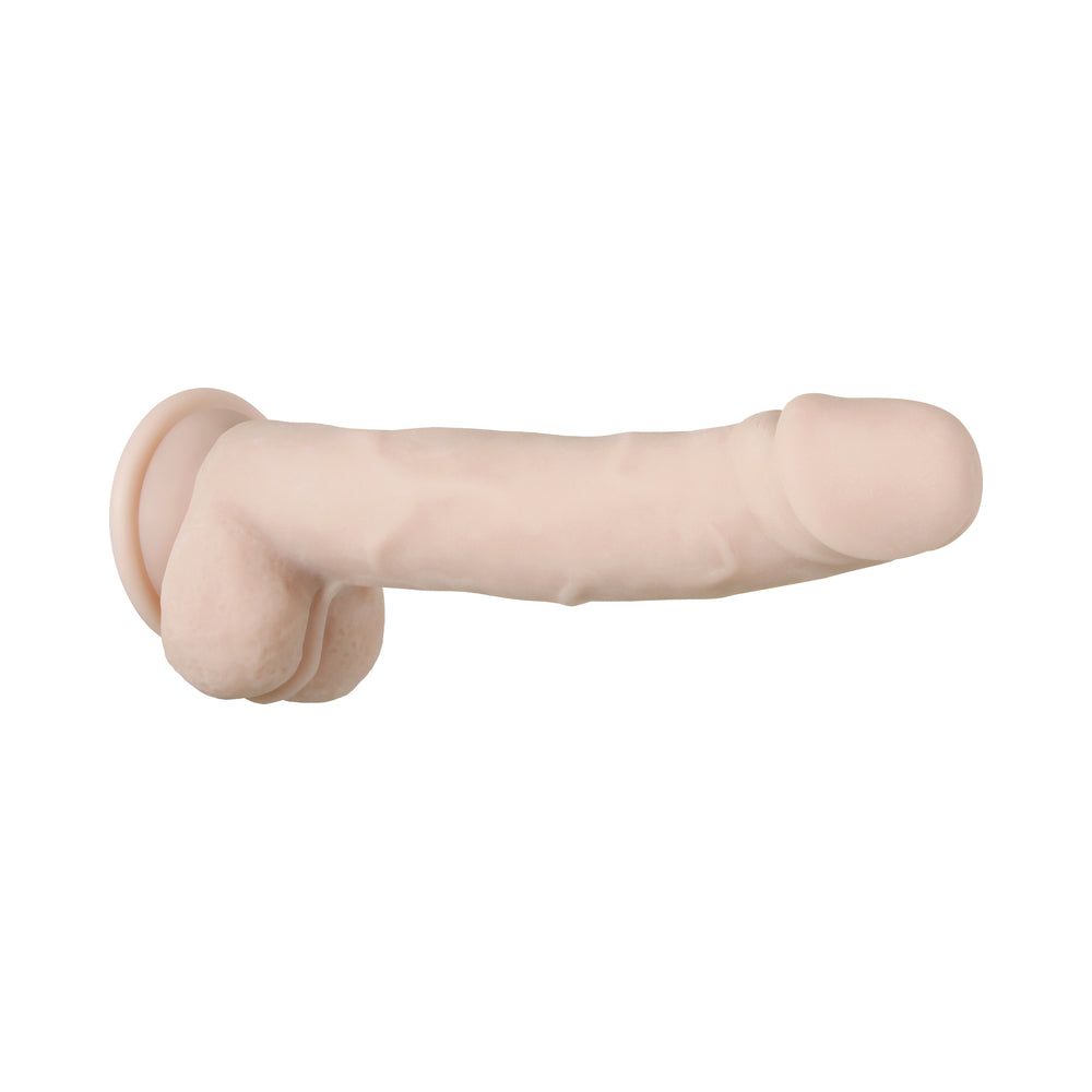 EVOLVED - DILDO REALISTA, FLEXIBLE Y MANEJABLE, DE 9.5 PULGADAS CON TESTÍCULOS COLOR BEIGE