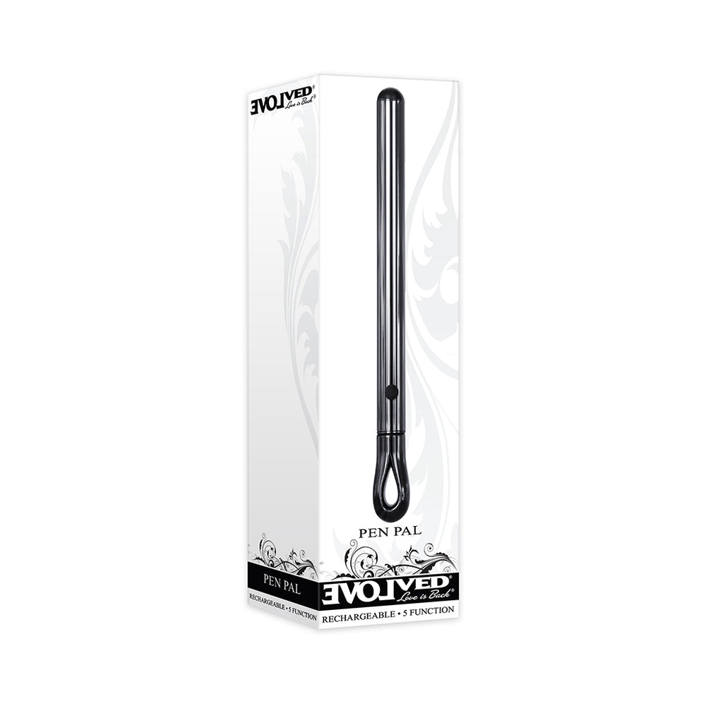 EVOLVED PEN PAL RECHARGEABLE METAL PEN VIBRATOR CHROME