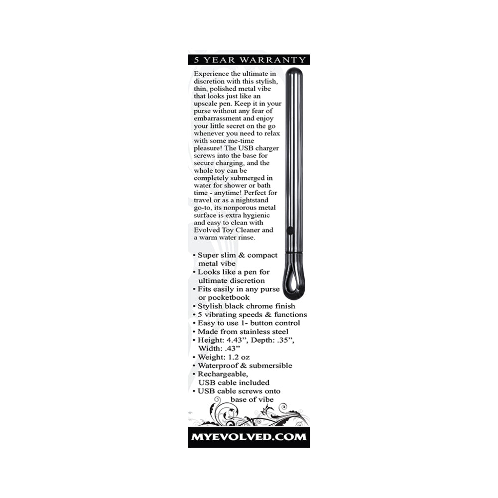 EVOLVED PEN PAL RECHARGEABLE METAL PEN VIBRATOR CHROME