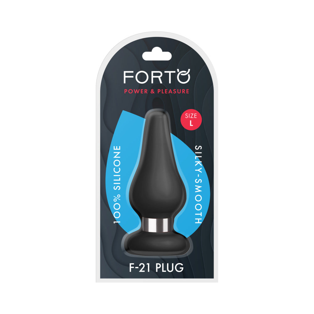 FORTO - F-21 TEAR DROP SILICONE ANAL PLUG LARGE BLACK