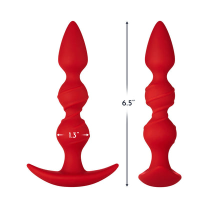 FORTO F-42 SPIRAL BEADS SILICONE ANAL PLUG RED