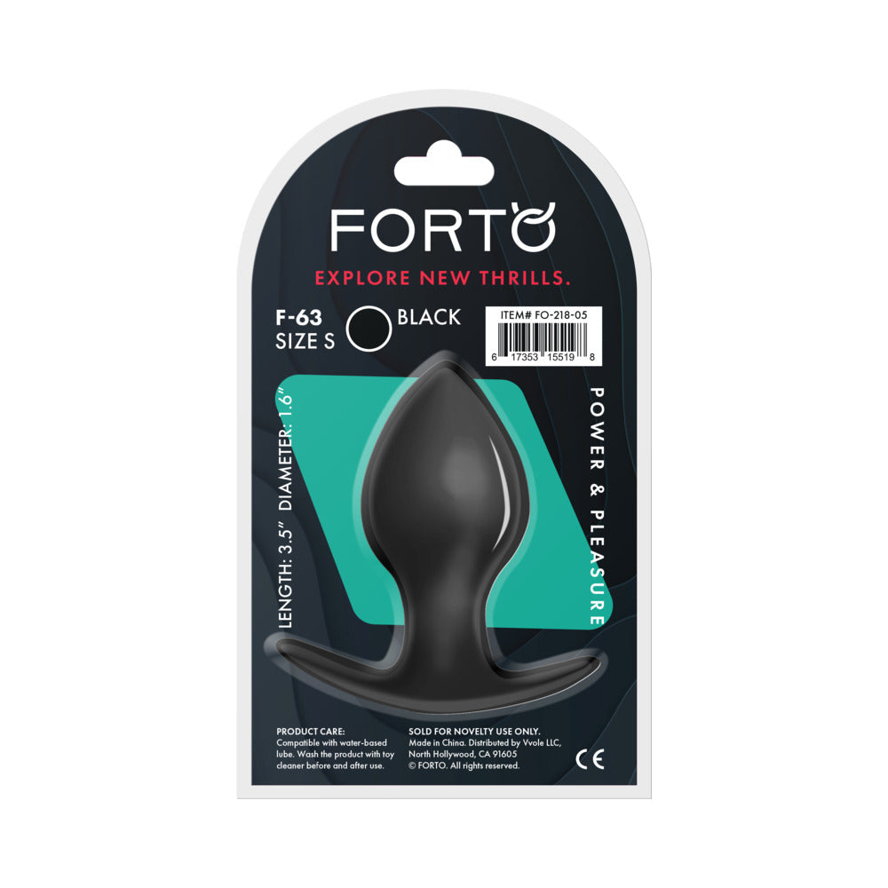 FORTO - F-63 RATTLER SPADE SILICONE ANAL PLUG SMALL BLACK