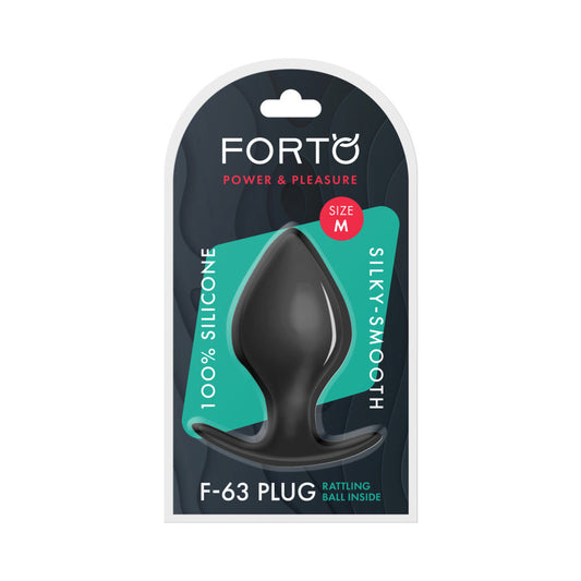 FORTO - F-63 RATTLER SPADE SILICONE ANAL PLUG MEDIUM BLACK