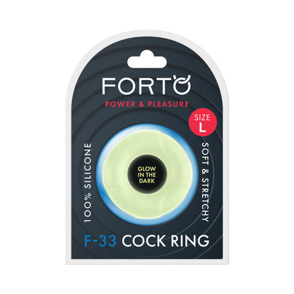 FORTO - F-33 ANILLO PARA PENE DE SILICONA LÍQUIDA GRANDE QUE BRILLA EN LA OSCURIDAD