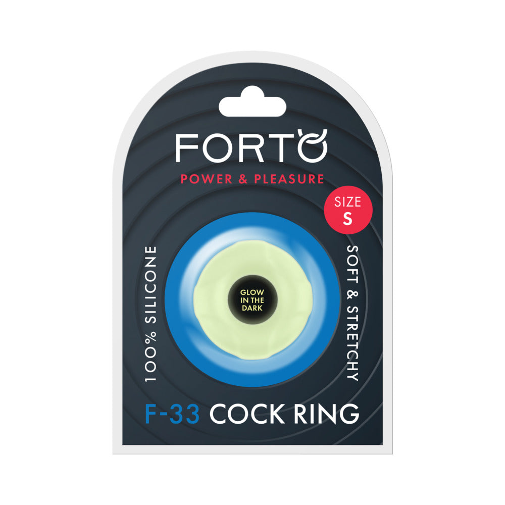 FORTO - ANILLO PARA PENE DE SILICONA LÍQUIDA PEQUEÑO F-33 QUE BRILLA EN LA OSCURIDAD