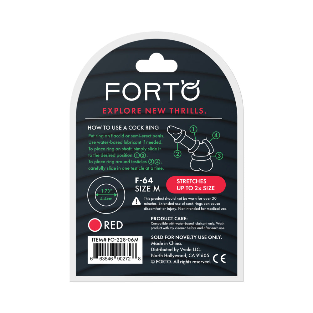 FORTO F-64 WIDE LIQUID SILICONE COCKRING MEDIUM RED