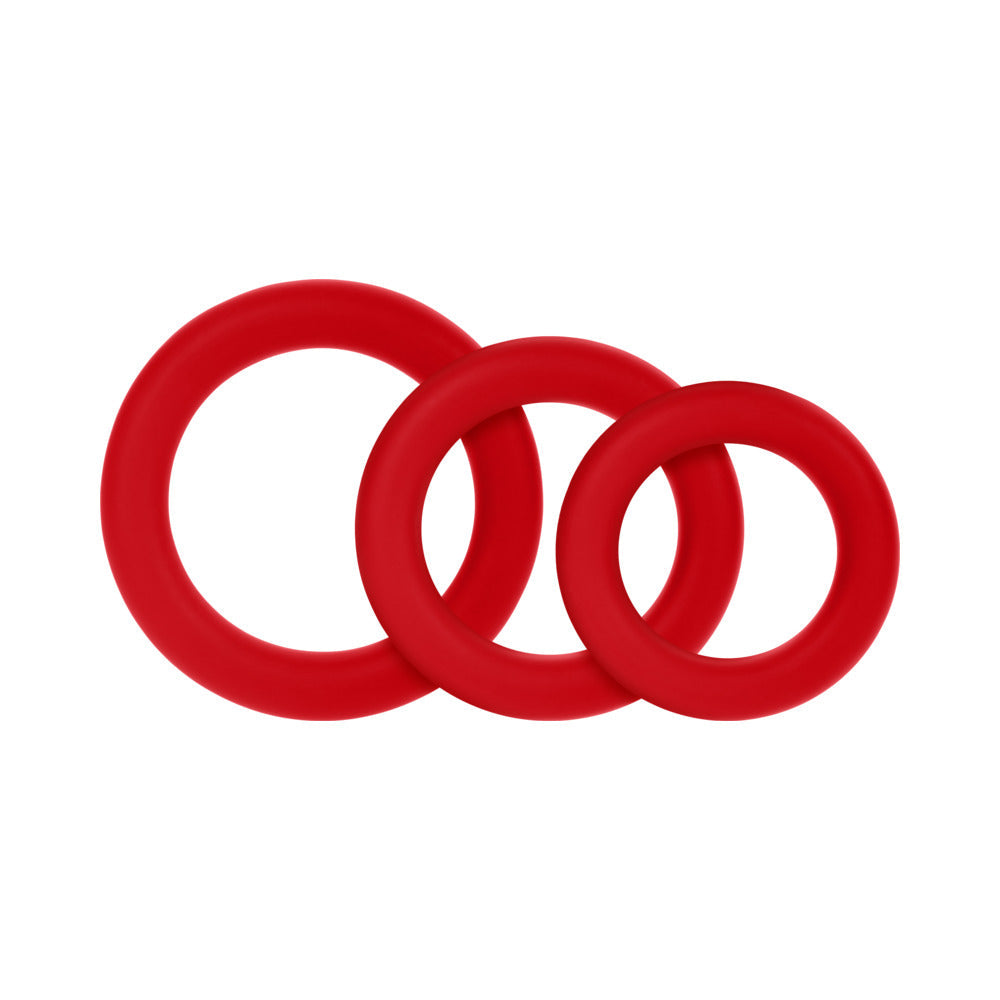 FORTO F-61 3-PIECE SILICONE COCKRING SET RED