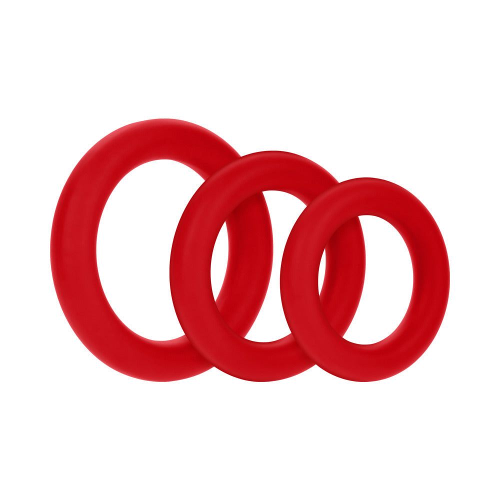 FORTO F-61 3-PIECE SILICONE COCKRING SET RED
