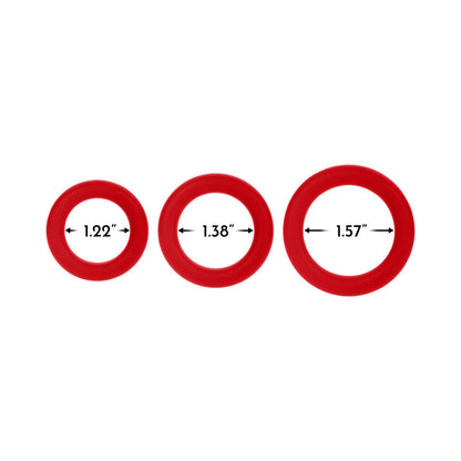 FORTO F-61 3-PIECE SILICONE COCKRING SET RED