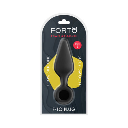 FORTO F-10 SILICONE ANAL PLUG WITH PULL RING LARGE BLACK