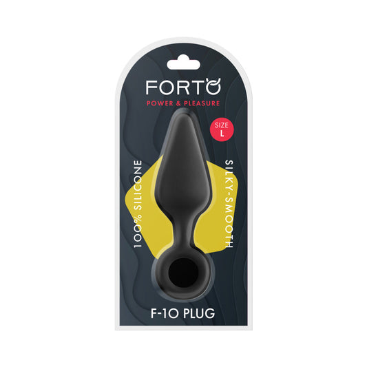 FORTO F-10 SILICONE ANAL PLUG WITH PULL RING LARGE BLACK