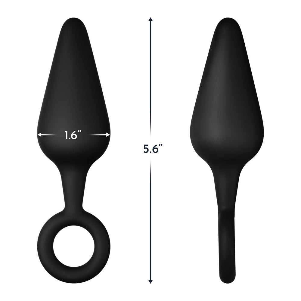 FORTO F-10 SILICONE ANAL PLUG WITH PULL RING LARGE BLACK