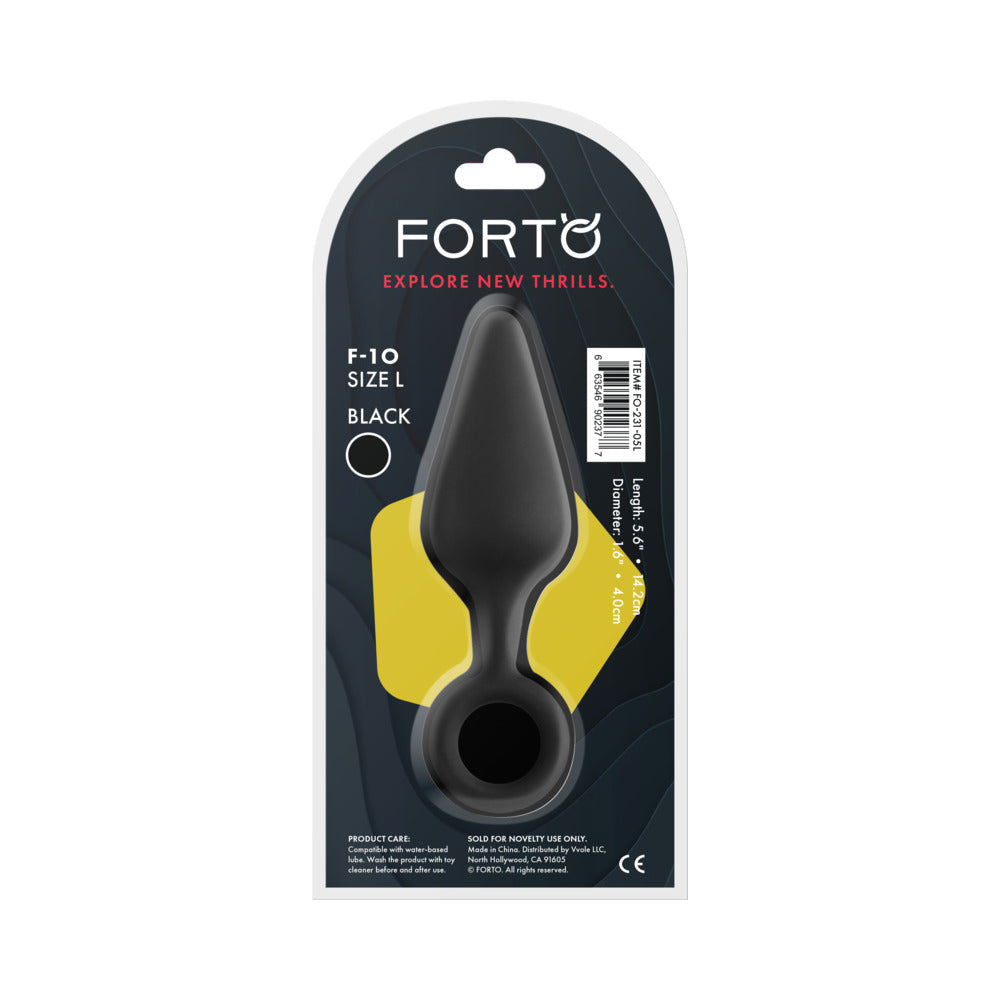 FORTO F-10 SILICONE ANAL PLUG WITH PULL RING LARGE BLACK