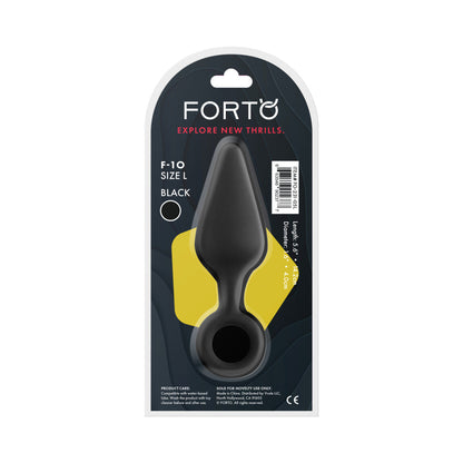 FORTO F-10 SILICONE ANAL PLUG WITH PULL RING LARGE BLACK