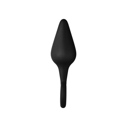 FORTO - F-10 SILICONE ANAL PLUG WITH PULL RING MEDIUM BLACK