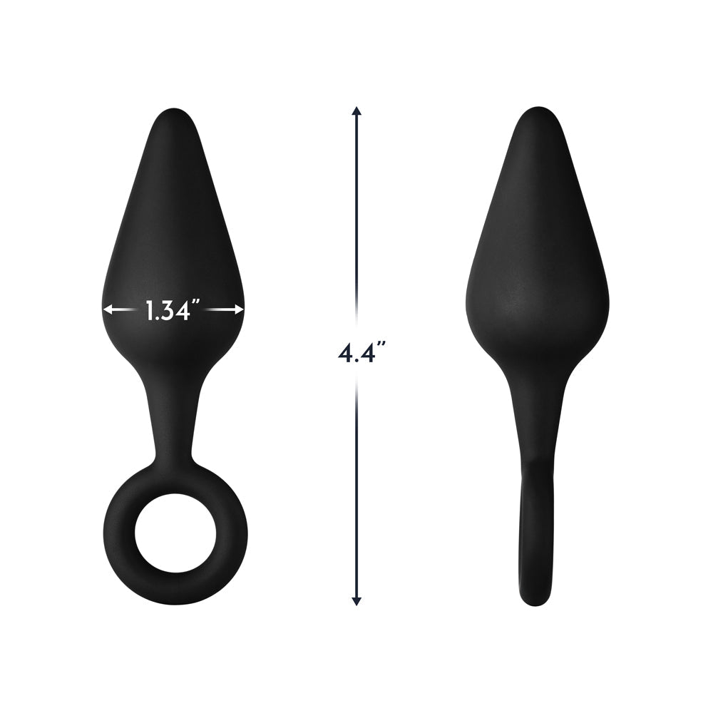 FORTO - F-10 SILICONE ANAL PLUG WITH PULL RING MEDIUM BLACK