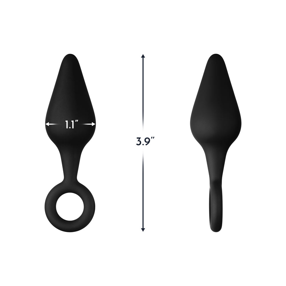 FORTO F-10 SILICONE ANAL PLUG WITH PULL RING SMALL BLACK