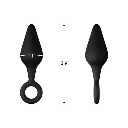 FORTO F-10 SILICONE ANAL PLUG WITH PULL RING SMALL BLACK
