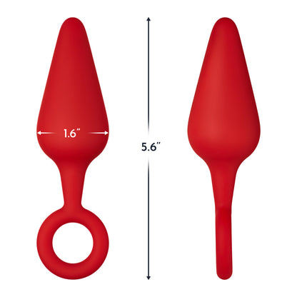 FORTO F-10 SILICONE ANAL PLUG WITH PULL RING LARGE RED