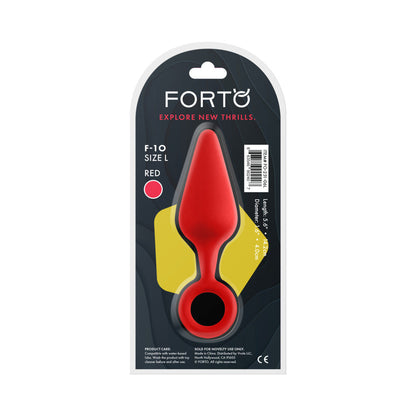 FORTO F-10 SILICONE ANAL PLUG WITH PULL RING LARGE RED