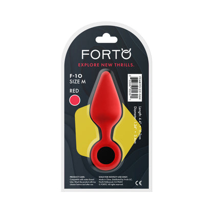 FORTO F-10 SILICONE ANAL PLUG WITH PULL RING MEDIUM RED