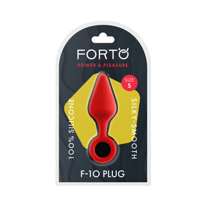 FORTO - F-10 SILICONE ANAL PLUG WITH PULL RING SMALL RED