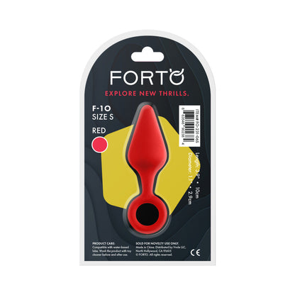 FORTO - F-10 SILICONE ANAL PLUG WITH PULL RING SMALL RED