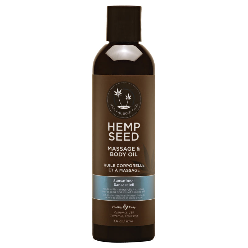 EARTHLY BODY - HEMP MASSAGE OIL SUNSATIONAL 8 OZ.