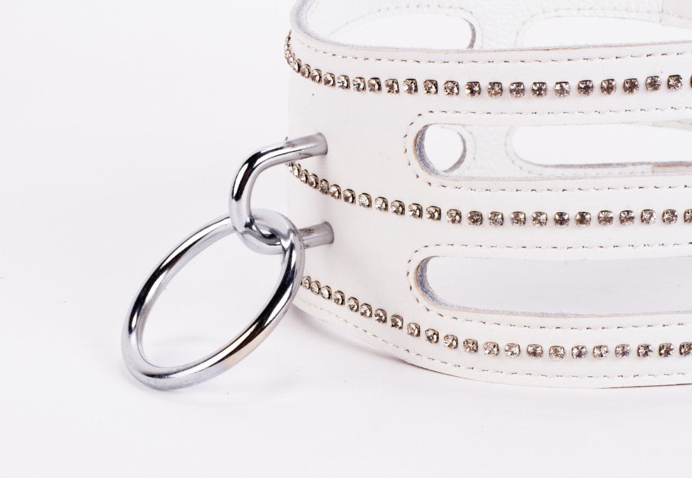 DEVIL STICKS - DESIGNER TRAINGO COLLAR MADE IN CALF SOFTY LEATHER WHITE