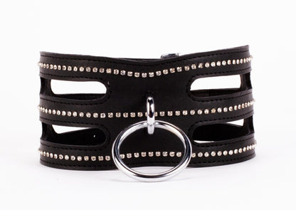 DEVIL STICKS - DESIGNER TRAINGO COLLAR MADE IN CALF SOFTY LEATHER BLACK