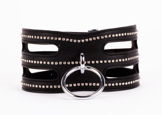 DEVIL STICKS - DESIGNER TRAINGO COLLAR MADE IN CALF SOFTY LEATHER BLACK