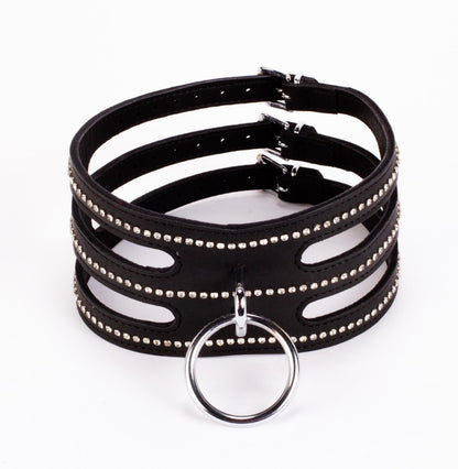 DEVIL STICKS - DESIGNER TRAINGO COLLAR MADE IN CALF SOFTY LEATHER BLACK