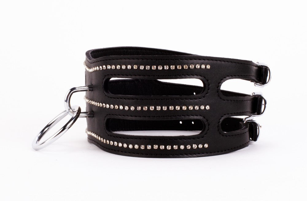 DEVIL STICKS - DESIGNER TRAINGO COLLAR MADE IN CALF SOFTY LEATHER BLACK