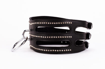 DEVIL STICKS - DESIGNER TRAINGO COLLAR MADE IN CALF SOFTY LEATHER BLACK