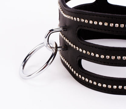 DEVIL STICKS - DESIGNER TRAINGO COLLAR MADE IN CALF SOFTY LEATHER BLACK