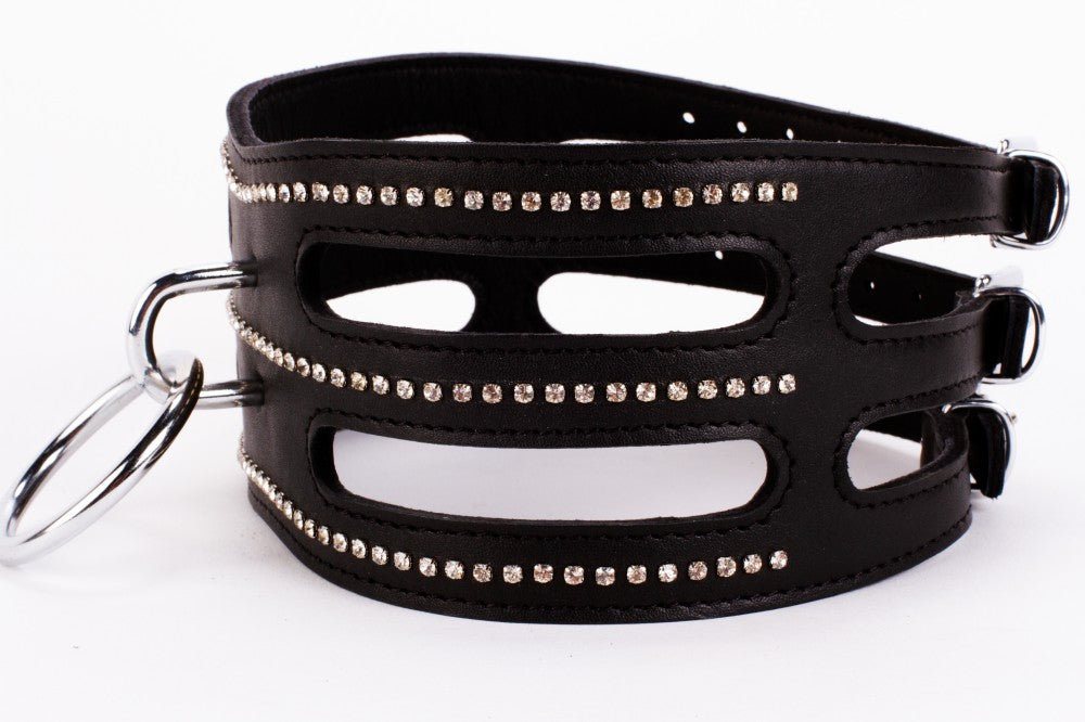DEVIL STICKS - DESIGNER TRAINGO COLLAR MADE IN CALF SOFTY LEATHER BLACK