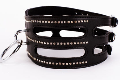 DEVIL STICKS - DESIGNER TRAINGO COLLAR MADE IN CALF SOFTY LEATHER BLACK