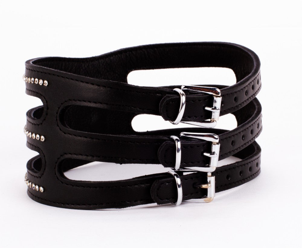 DEVIL STICKS - DESIGNER TRAINGO COLLAR MADE IN CALF SOFTY LEATHER BLACK