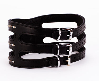 DEVIL STICKS - DESIGNER TRAINGO COLLAR MADE IN CALF SOFTY LEATHER BLACK