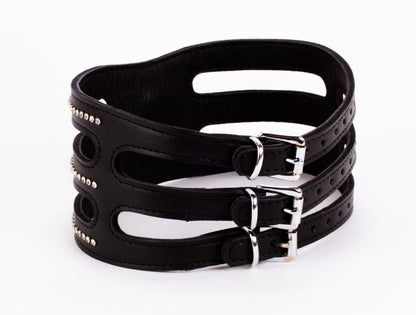 DEVIL STICKS - DESIGNER TRAINGO COLLAR MADE IN CALF SOFTY LEATHER BLACK