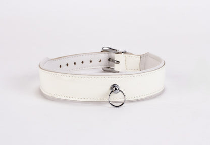 DEVIL STICKS - PATENT LEATHER WITH LAMB LEATHER BACKING WHITE