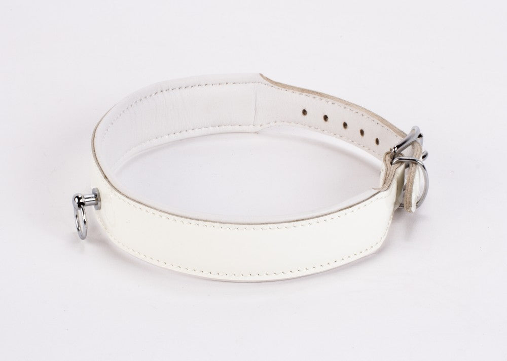 DEVIL STICKS - PATENT LEATHER WITH LAMB LEATHER BACKING WHITE